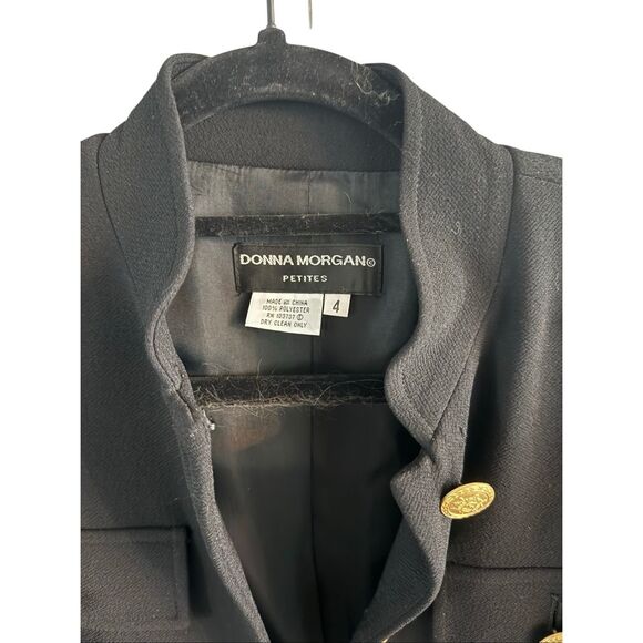Donna Morgan Womens Black Gold Buttons Blazer and Skirt Suit Set 2 Piece Size 4 - Picture 7 of 16
